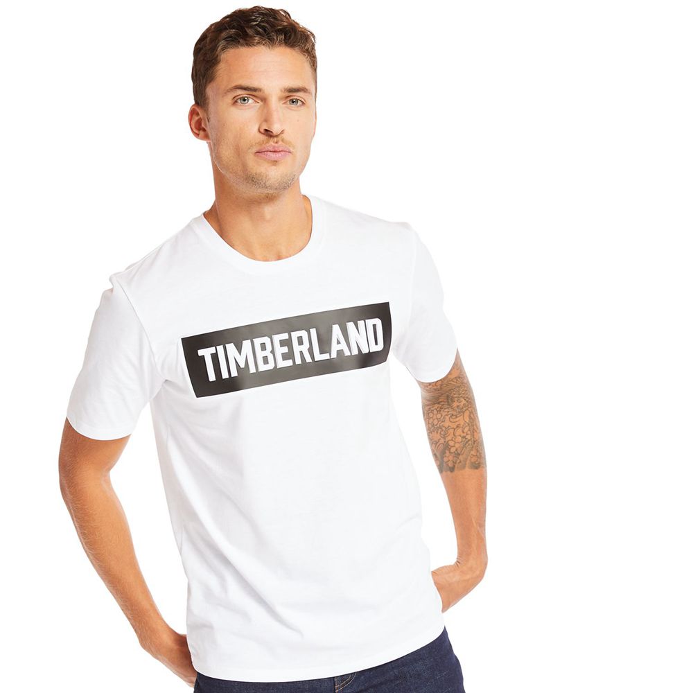 Camisetas Masculino - Timberland Mink Brook 3D Embossed - QEAXN9803 - Branco